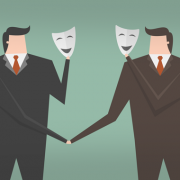 Grafik zweier Geschäftsmänner mit vorgehaltenen Masken (Copyright: Dooder via Freepik)